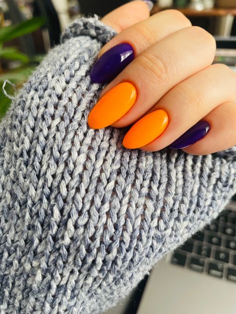 Purple And Orange Nail Designs, Purple Orange Nails, Purple And Orange Nails, Orange Nails Design, Orange Nail Designs, Orange Nail, Purple And Orange, Orange Nails, Purple Orange