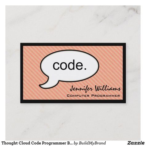 Thought Cloud Code Programmer Business Card Psychotherapist Business Card, Psychologist Business Card, Thought Cloud, Computer Geek Gifts, Computer Programmer, Computer Geek, Unique Business Cards, Business Card Size, Personal Business Cards