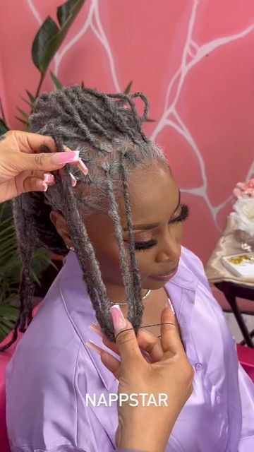 Loc Petal Ponytail Styles, Loc Petal Updo, Loc Petals On Long Locs, Dreadlock Styles For Women Updo, Locs Petals Styles, Petal Bun Loc Styles, Locs Bun Styles, Loc Petals Hairstyles, Petal Loc Styles