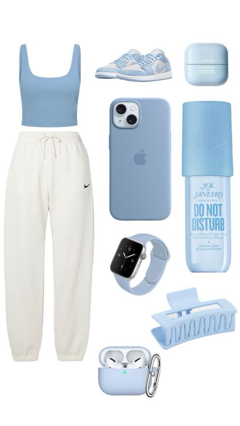 #blueaesthetic #blue #outfit #fyp Preppy Blue Outfits Aesthetic, Blue Outfit For School, Light Blue Birthday Outfit, Preppy Outfits Blue, Blue Birthday Outfits, Beachy Style Outfits, Blue And White Outfit Ideas, Cute Blue Outfits, Light Blue Outfits