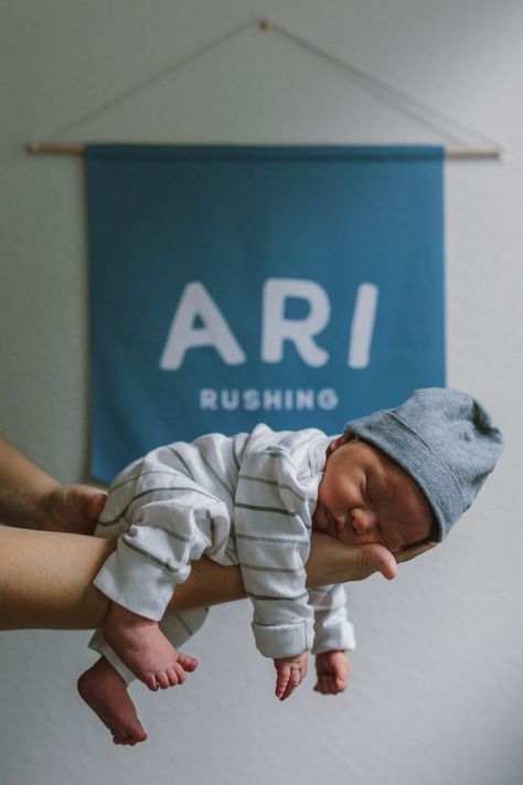 Customize a hanging wall banner with your baby’s name. Makes for adorable decoration + the perfect photo backdrop for newborn pictures. #newbornphotography #newborn #babyboy #babyregistry #babymusthave Canvas Tapestry, Baby Registry Must Haves, Canvas Banner, Name Banner, Kids Canvas, Wall Banner, Pennant Flag, Baby Must Haves, Hanging Banner