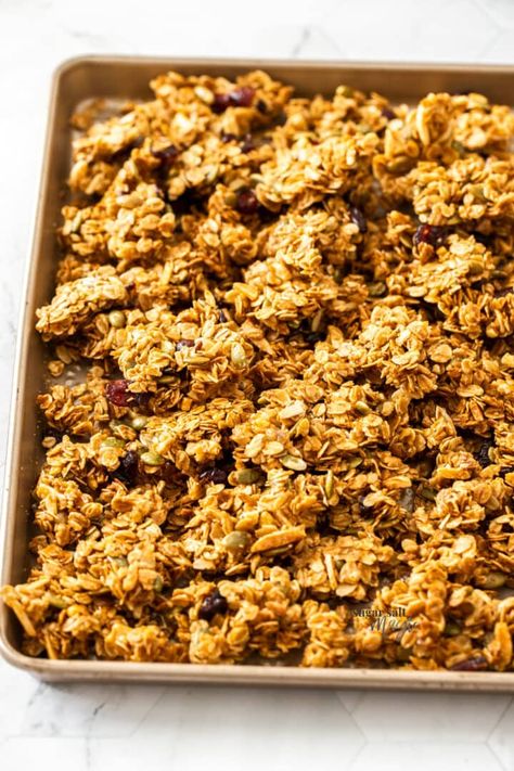 Homemade Chunky Granola, How To Make Granola Clusters, Oats Clusters, Healthy Granola Clusters, Oat Clusters Recipe, Granola Recipe With Honey, Honey Granola Clusters, Chunky Granola Recipe, Toasted Granola