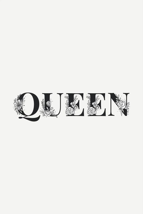 Queen word feminine lettering and typography vector | free image by rawpixel.com / Ohm Queen Word Tattoo, Queen Word Design, Queen Typography, Queen Sign, I Am Queen, Word Typography, B Letter Images, A Letter Wallpaper, Queen Logo