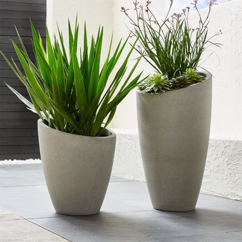 Slant Light Grey Planters Diy Planters Indoor, Gray Planter, Planters Diy, Easy Plants To Grow, Potted Flowers, Indoor Outdoor Planter, Cement Planters, Tall Planters, Diy Pots