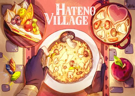 Legend of Zelda Breath of the Wild food / cooking art > Hateno Village dishes Fantasy Cooking Art, Botw Food, Zelda Food, Hyrule Castle, Fantasy Food, 귀여운 음식 그림, Zelda Botw, Foodie Art, Food Artwork