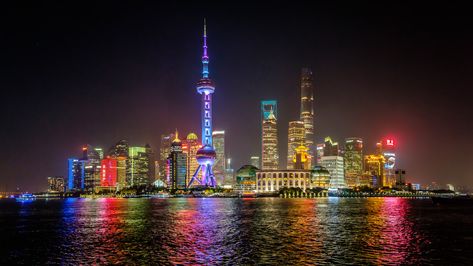 China Landscape, China Wallpaper, China View Aesthetic, China At Night Aesthetic, Shanghai Night Aesthetic, China Aesthetic City Night, The Bund Shanghai, Shanghai Night, Shanghai Skyline