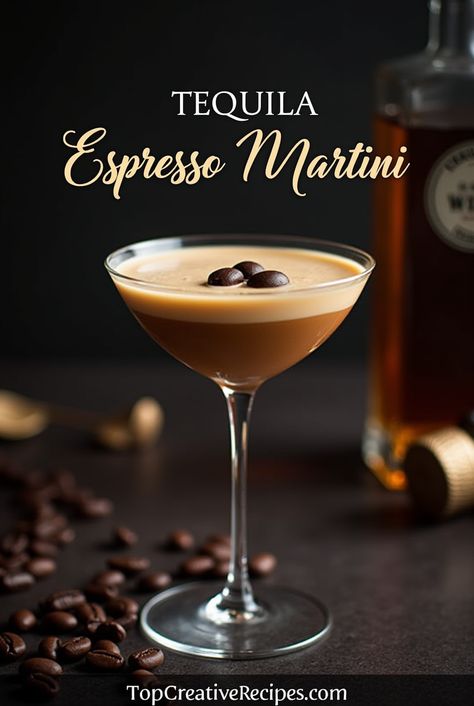 Love Espresso Martinis? Try this bold Tequila Espresso Martini for the ultimate coffee cocktail twist! Smooth tequila, rich espresso, and a hint of coffee liqueur make this the perfect drink for any occasion. 
Save this Pin now and impress your guests! 
Full recipe at 👉 www.topcreativerecipes.com #TequilaEspressoMartini #CocktailRecipe #EspressoMartini #TequilaLovers #HappyHour #Mixology #TopCreativeRecipes" Creative Drinks, Espresso Martinis, Coffee Liqueur, Espresso Beans, Coffee Cocktails, Coffee Culture, Delicious Cocktails, Espresso Martini, Simple Syrup