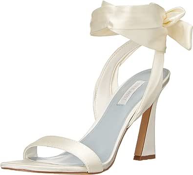 NINE WEST Women's Kelsie7 Heeled Sandal Comfortable Wedding Heels, White Wedge Heels, Blue Bridal Shoes, Bride Heels, Ivory Heels, High Heels For Prom, White Block Heels, Beach Wedding Shoes, Cream Heels