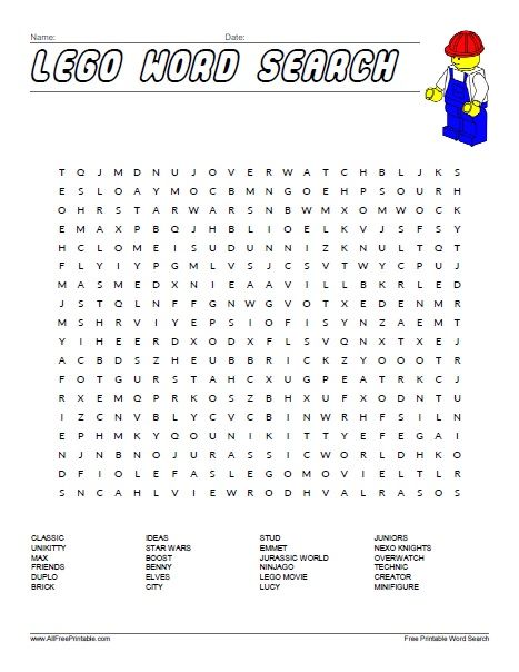 Lego Word Search | Free Printable Lego Activity For Kids, Lego Mazes Free Printable, Lego Free Printables, Babysitting Worksheets, Lego Worksheets, Lego Printable Free, Lego Activities For Kids, Lego City Birthday, Lego Maze