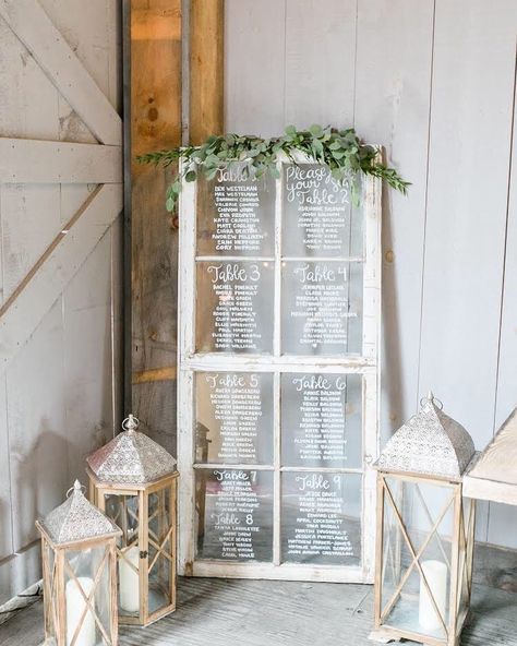 Lauren Sinclair on Instagram: “Ummm hello, seating chart goals... this has been one of my favourites this season. The old window pane fit in perfectly against the barn…” Rustic Mirror Seating Chart Wedding, Farmhouse Seating Chart, Windows Wedding Decor, Old Window Wedding Seating Chart, Seating Chart Window Pane, Wedding Window Seating Chart, Window Panel Seating Chart, Window Table Seating Chart, Window Frame Seating Chart