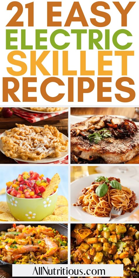 If you want meal ideas to make on your electric skillet, we have you covered. You can make everything from dinner recipes, healthy side dishes to desserts. Make the most of your skillet with these delicious and easy recipe ideas. Skillet Dinners For Two, Healthy Electric Skillet Recipes, Electric Frypan Meals, Sunshine Skillet Bob Evans Recipe, Electric Skillet Spaghetti Recipes, Electric Skillet Pizza Recipe, Green Pan Electric Skillet Recipes, Cooking With Electric Skillet, Electric Skillet Casserole Recipes