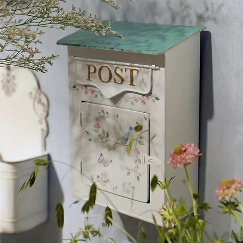 Outdoor Garden Decoration Farmhouse Wall Mounted Mailbox - Temu Antique Mailbox, Vintage Mailbox, Vintage Letters, Wall Mount Mailbox, Mounted Mailbox, Front Patio, Post Box, Letter Box, Farmhouse Wall