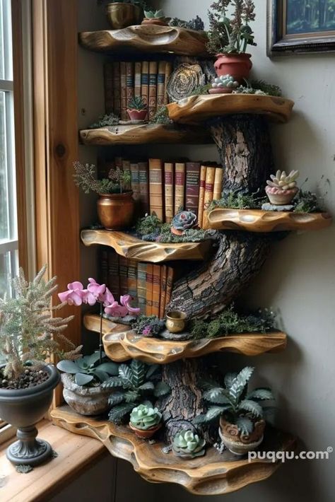 Unique Bookshelves, Whimsical Bedroom, Tree Bookshelf, Escalier Design, Creative Storage Solutions, Bookshelf Design, Wood Ideas, Creative Storage, Cozy Room Decor