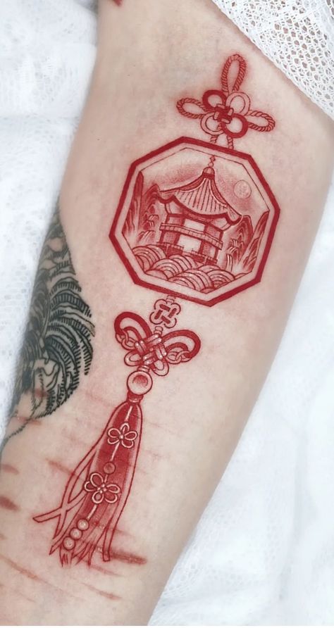 Tattoos Red Ink, Envelope Tattoo, Small Japanese Tattoo, Japanese Tattoo Women, Dragon Tattoo Drawing, Charm Tattoo, Gyeongbokgung Palace, Lantern Tattoo, Red Tattoo