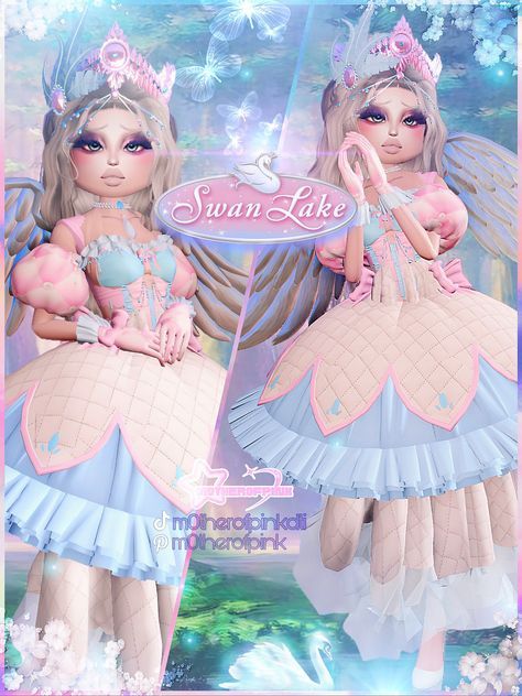 Barbie Swan Lake Dress To Impress, Dti Theme Pastel, Ballet Dress To Impress, Barbie Swan Lake Dress, Nostalgia Dress To Impress, Swan Lake Outfit, Dress To Impress Ethereal, Swan Lake Dress To Impress, Barbie Dress To Impress