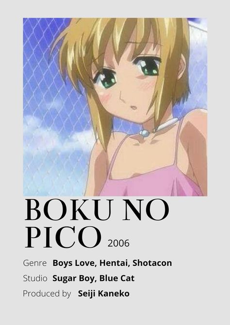 Boku no Pico Anime Minimalist poster 😊 Information taken from myanimelist.net and wikipedia.org Anime Boku No Pico, Pico Anime, Romance Anime List, Boku No Pico, Anime Minimalist Poster, Poster Information, Animes To Watch, Anime Watch, Anime Recommendations