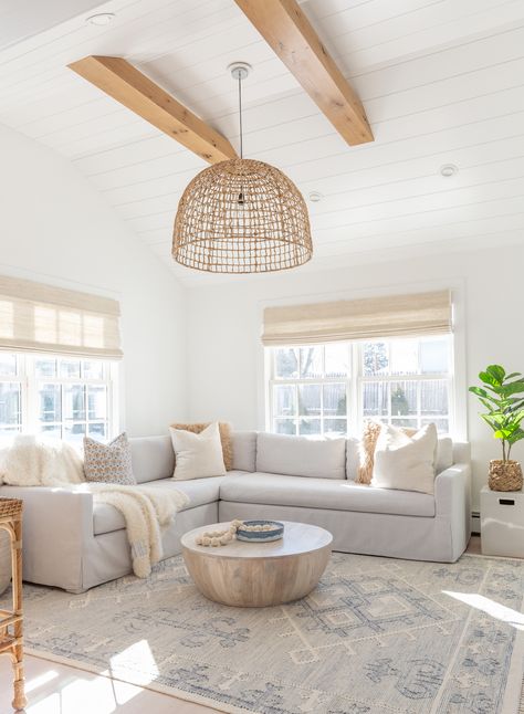 The Ranch Project - Beach Style - Family Room - Other - by GLDESIGN | Houzz Windows In Bedroom, California Coastal Living Room, Ranch Family, Family Room Remodel, Bedroom Scandinavian, Coastal Interiors Design, Coastal Living Rooms, Roman Shade, Room Remodel