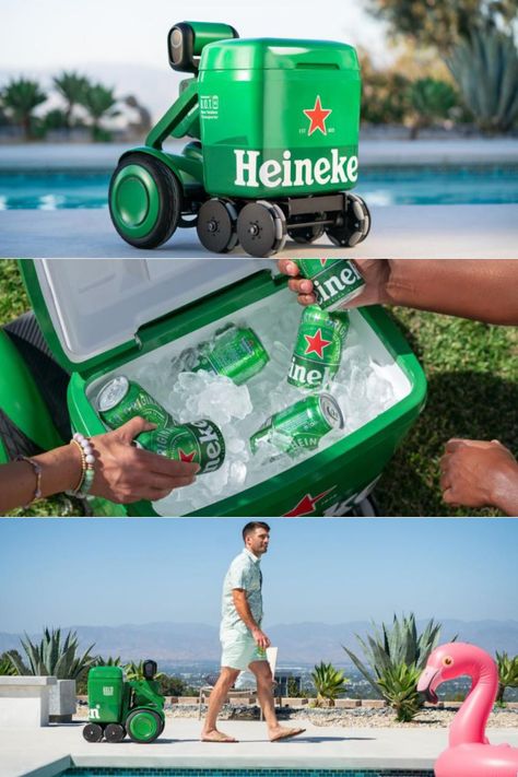 Heineken B.O.T. Robotic Beer Cooler Beer Cooler Ideas, Autonomous Robots, Marketing Ads, Chilled Beer, Cooler Ideas, Simple Kitchen Remodel, Can Dispenser, Beer Cooler, Water Day