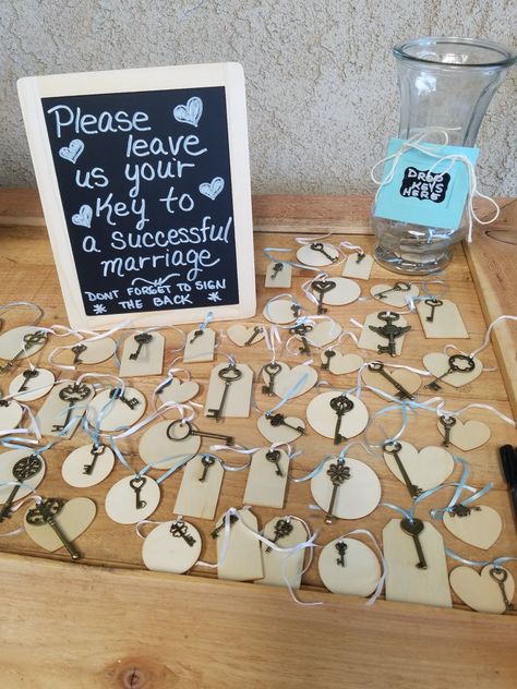 Keys Wedding Decor, Fairytale Engagement Party, Bridal Shower Fairytale Theme, Fairy Tale Bridal Shower Ideas, Fairytale Bridal Shower Ideas, Magical Wedding Theme Fairytale, Fairy Tale Wedding Decorations, Guestbooks Ideas For Wedding, Fairy Tail Wedding Theme