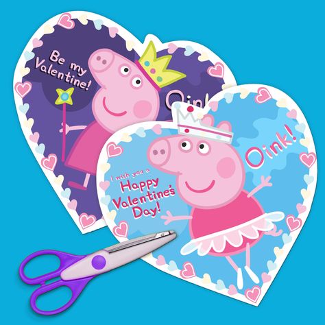 Peppa Pig Valentines Peppa Pig Valentines, Pig Valentines, Crafts Printable, Disney Valentines, Peppa Pig Party, Valentines Printables Free, Diy Valentine, Valentine Print, Nick Jr