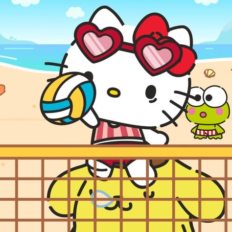 Hello Kitty Volleyball Pfp, Volleyball Widget, Hello Kitty Birthday Theme, Hello Kitty Book, Spiderman Room, Hello Kitty Imagenes, Playing Volleyball, Hello Kitt, Hello Kitty Clothes