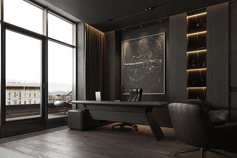 Lawfirm Interior, Dark Office Design, Director Office Interior, Office Interior Design Luxury, Luxe Office, Ceo Office, Modern Office Interiors, Office Interior Design Modern, Interior Design Per La Casa