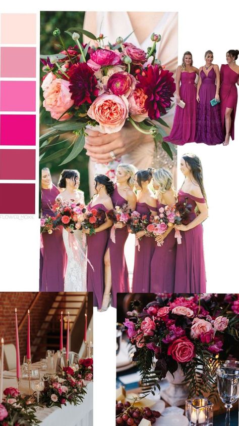 Berry Tones Wedding, Pink Purple Wedding Theme, Frida Kahlo Wedding, Fuschia Wedding, Pink Purple Wedding, Berry Wedding, Purple Wedding Theme, Wedding Vibes, Colour Scheme