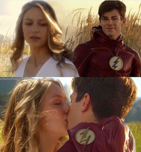 *SCREEEE* Barry Allen And Kara Danvers, Superflash Ship, Grant Gustin Flash, Justice League Art, Ashley Rickards, Melissa Supergirl, Kara Danvers Supergirl, The Flash Grant Gustin, Dc Tv Shows