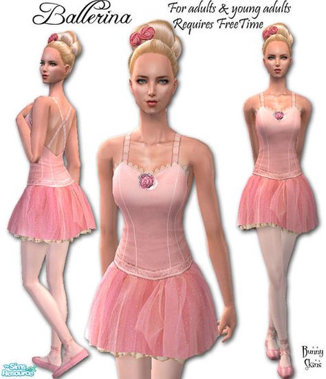 Sims 4 Ballerina Cc, Pink Ballet Tutu, Pastel Pink Outfit, Pink Girl Outfits, Cc Clothing, Ballerina Skirt, Ballerina Outfit, Cc Clothes, Clothing Female