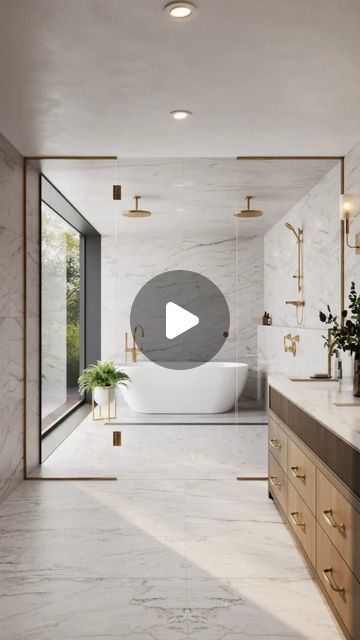 Edward Martin on Instagram: "Surround yourself with the luxurious look of marble without the care and maintenance required. Create this truly inviting bathroom with our Aniston porcelain marble look tile.

Featuring:
- Aniston 24x48 Tile - Matte in Calacatta Quarzite 
- Aniston 2x2 Hexagon Mosaic - Matte in Calacatta Quarzite

#marble #marbletiles #marbledesign #marblebathroom #luxury #interiordesign #archidaily #construction #renovation #aesthetic #homedecor #housegoals #bathroomdesign #bathroomdecor" Calacatta Bathroom Tile, Porcelain Marble Tile Bathroom, Renovation Aesthetic, Inviting Bathroom, Marble Tile Bathroom, Hexagonal Mosaic, Marble Look Tile, Bathroom Reno, Marble Tile