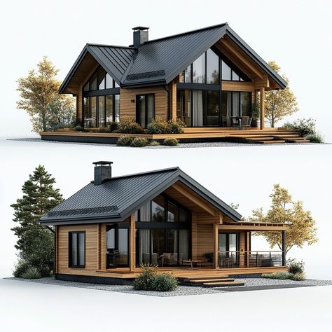 IONVISUALS: 3D VISUALIZATION AND DESIGN (@ionrender) • Фото и видео в Instagram Scandinavian House Design, Timber Frame Porch, Small House Design Architecture, Farmhouse Architecture, Rustic House Plans, Tiny House Loft, Diy House Plans, House Floor Design, Cottage Exterior