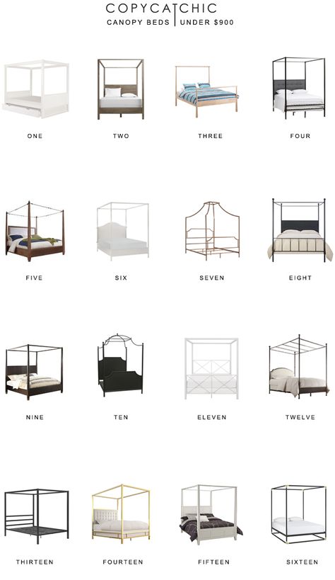 All of our favorite canopy beds on a budget. Want a canopy bed for less than $900? Here are our picks! copycatchic luxe living for less budget home decor and design Double Bed Designs Wooden, Bed Designs Wooden, Beautiful Bed Designs, Double Bed Designs, Canopy Bed Frame, Canopy Bedroom, Canopy Beds, Nice Homes, Beautiful Bed