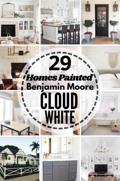 Benjamin Moore Cloud White OC-130: ULTIMATE Review + Pics! Parisian Transitional, Benjamin Moore Navajo White, Warm White Paint, White Exterior Paint Colors, Benjamin Moore Cloud White, White Interior Paint, Transitional Style Decor, White Exterior Houses, Benjamin Moore White