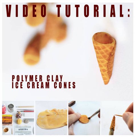 Pear Ice Cream, Clay Ice Cream, Miniature Ice Cream, Miniature Food Tutorials, Food Tutorials, Miniature Foods, Dollhouse Tutorials, Fimo Polymer Clay, Miniature Tutorials