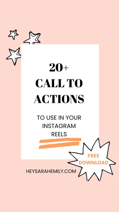 Call to actions added to the end of your video will inspire action from your viewer! Don't use the same "link in bio" over and over. Included in this download are over 20 "Call to Actions" (CTAs) to increase engagement in your Instagram Reels, and 10 Bonus CTAs that will increase your sales with IG Reels. Call To Actions, Ig Reels, More Instagram Followers, Grow Instagram, How To Get Followers, Instagram Marketing Tips, Get More Followers, Instagram Engagement, More Followers