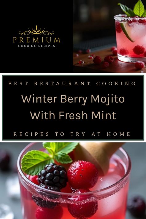 Holiday cocktails get a refreshing twist with this winter berry mojito, where fresh mint meets frosty mixed berries and rum. Winter Mojito Recipe, Holiday Mojito, Mocktails For Christmas, Christmas Mojito, Cranberry Mimosas, Berry Mojito, Christmas Drink Recipes, Cozy Hot Drinks, Spiced Hot Chocolate