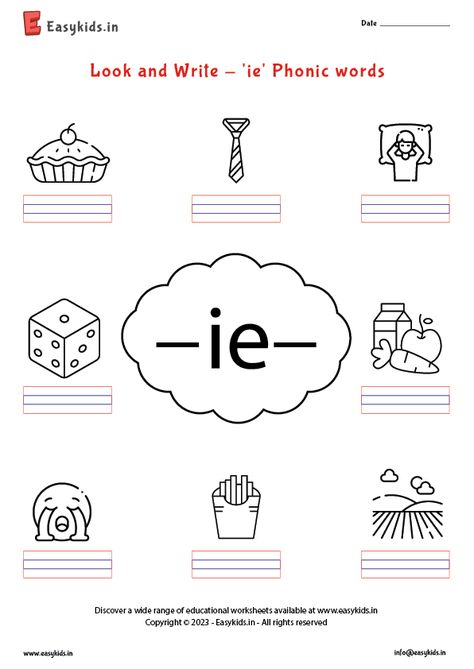 Ie Words Phonics, Gh Words, Phonics Learning, Digraphs Worksheets, Nursery Worksheets, Words Worksheet, Phonics Worksheets Free, Long Vowel, Jolly Phonics