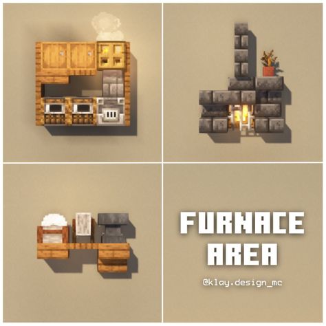 FURNACE AREA IDEAS | These are three ideas of decorations to make a furnace area in your minecraft base! 😍 I took some inspiration from… | Instagram Furnace Design Minecraft, Furnace Room Ideas Minecraft, Minecraft Furnace Room, Minecraft Horror, Mc House, Minecraft Base, Minecraft Decoration, Rumah Minecraft Sederhana, Minecraft Kitchen Ideas