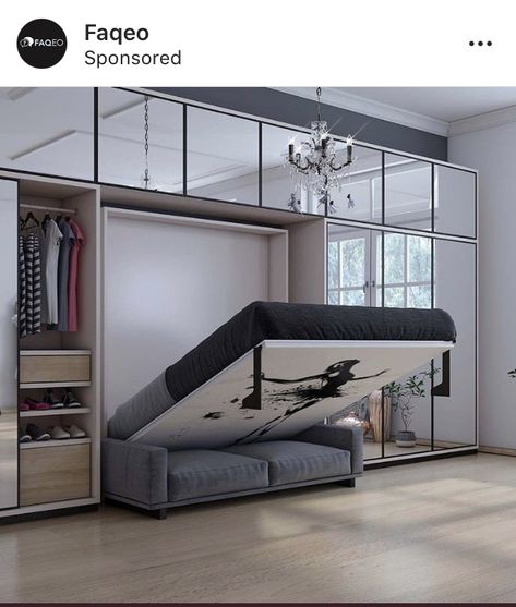 Wall Folding Bed, Horizontal Murphy Bed, Space Saving Furniture Bedroom, Simple Bed Designs, Beds For Small Spaces, Bedroom Design Trends, Hidden Bed, Foldable Bed, Folding Furniture