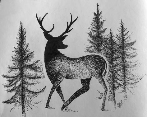 #art  #ideas #sakura  #deer  #diy #stippling #nature Freedom Drawing, Pointalism Art, Stippling Drawing, Dotted Drawings, Forest Drawing, Ink Pen Art, Illusion Drawings, Stippling Art, Spirit Animal Art