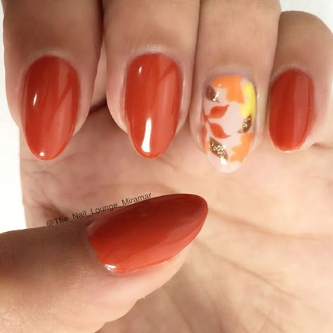 50 Fall Nail Art ideas and Autumn Color Combos to try on this season - Hike n Dip Orange Manicure, Pedicure Gel, Fall Leaves Nail Art, Popular Nail Colors, Fall Acrylic, French Pedicure, Gel Pedicure, Thanksgiving Nail Art, Simple Fall Nails