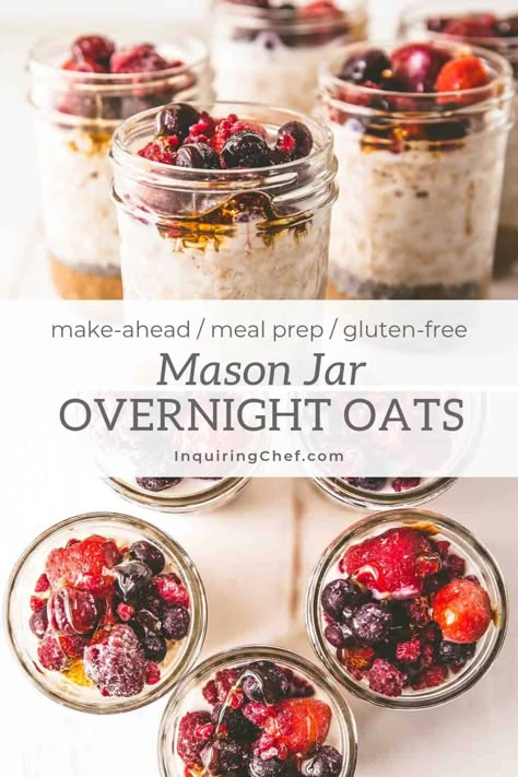 Mason Jar Overnight Oats, Overnight Oats Meal Prep, Jar Meal Prep, Oats Meal Prep, Overnight Oats Healthy Clean Eating, Make Ahead Meal Prep, Oats Meal, Jar Breakfast, Mason Jar Meal Prep