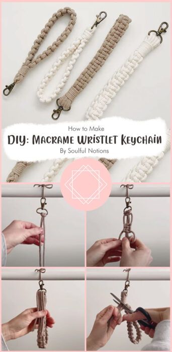 Lovely Macrame Flamingo Keychain Free Pattern Ideas - Carolinamontoni.com Quick Macrame Keychain, Macrame Key Ring Diy, Simple Macrame Keychain Tutorial, Macrame Key Ring Tutorial, Macrame Lanyard Diy, Macrame Wristlet Keychain Diy, Macrame Diy Beginners, Diy Macrame Keychain Tutorials, Macrame Bookmark Diy