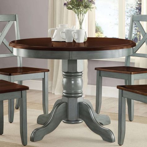 Better Homes & Gardens Cambridge Place Dining Table | Hayneedle Round Kitchen Table And Chairs, Painted Kitchen Tables, Dining Table Makeover, Kitchen Table Makeover, Round Kitchen Table, Round Kitchen, Table Makeover, Homes And Gardens, Refurbished Furniture