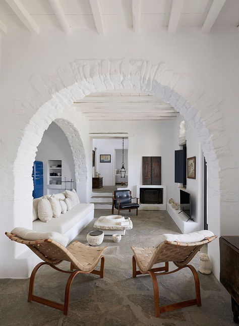 Scout & Nimble Blog | Interior Design Home Tours, Inspiration & More Greek House Interior, Rustic Living Rooms, Wabi Sabi Interior Design, Style Ibiza, Wabi Sabi Interior, Greek House, Island House, Rustic Living, Rustic Living Room