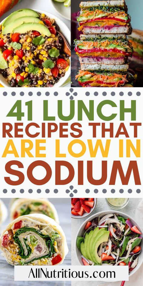 Low Sodium Lunch Ideas, Low Sodium Recipes Heart, Heart Healthy Recipes Low Sodium, Low Salt Recipes, Low Sodium Diet, Low Carb Low Fat Recipes, Heart Healthy Diet, Low Sodium Recipes, Low Carb Diet Recipes