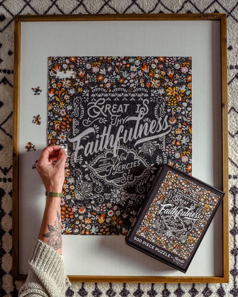 Great is Thy Faithfulness (puzzles in the shop!) Framed Puzzle Decor Wall Art, Cute Puzzles, Puzzle Artwork, Puzzle Decor, Great Is Thy Faithfulness, Vintage Puzzle, Cozy Games, Puzzle Frame, 500 Piece Jigsaw Puzzles