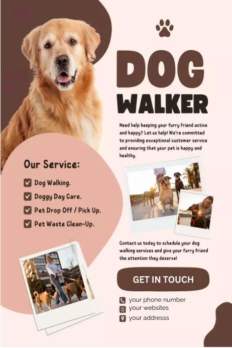 Customize this Health Poster Template Pet Sitting Flyer, Dog Walker Flyer, Dog Walking Flyer, Dog Sitting Business, Pet Advertising, Dog Walking Services, Dog Walking Business, Dog Branding, Dog Poster