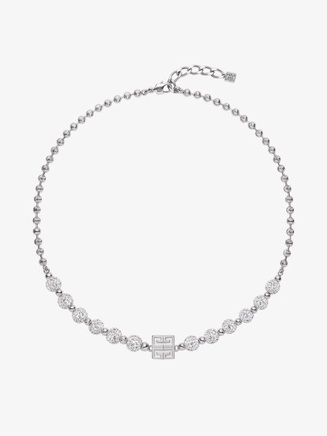 4G necklace in metal with crystals | Givenchy US | Givenchy Givenchy Necklace, Bracelet Ring, Matching Bracelet, Brushed Metal, Matching Bracelets, Women Accessories Jewelry, Chain Lengths, Givenchy, Swarovski Crystals