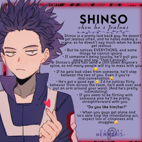 Jealous Bf Anime, Shinzo X Yn, Shinso As A Boyfriend, Shinso Spicy Headcanons, Shinso As Your Boyfriend, Shinsou As A Boyfriend, Shinsou X Yn Fanart, Shinsou Headcanons Spicy, Shinsou X Yn Headcanons